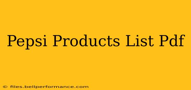 Pepsi Products List Pdf